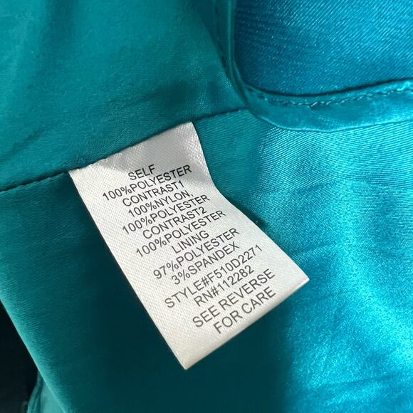 Adelyn Rae Fit & Flare Dress XS Teal Green Lace Embroidered Mini V-Neck Cocktail - Picture 5 of 12